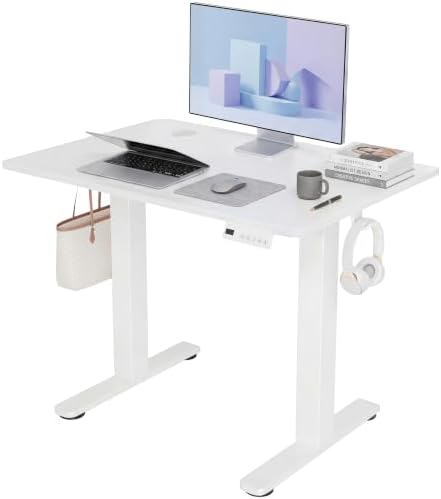 Claiks Electric Standing Desk 32x19 Inch Adjustable Desk, White
