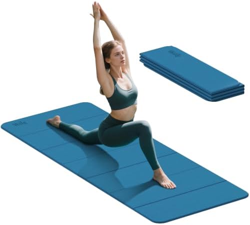 Foldable Yoga Excercise Mat 71"L x 24"W, Odourless Light Weight POE Mat For Home Fitness and Gym Workouts, 1/4 inch Non-slip design for All Types of Yoga Pilates