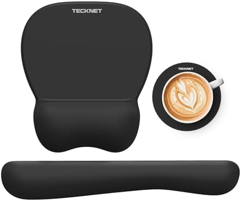 TECKNET Gel Ergonomic Mouse Pad & Keyboard Wrist Rest & Coaster