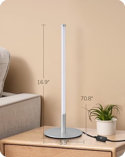 EDISHINE LED Table Lamp, Modern Desk Lamps for Living Room, Silver