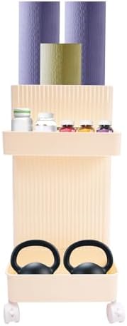 Yoga Mat Storage Rack, Home Gym Storage Rack Sports Workout Equipment Organizer with Wheels, Multifunctional Weight Rack for Pilates, Foam Roller, Resistance Band, Dumbbell