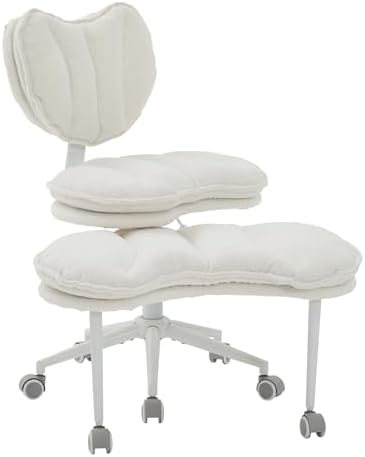 Cross Legged Office Chair, Swivel Footstool & Memory Foam Seat