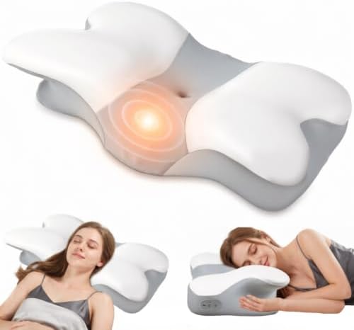 Cervical Neck Pillow for Sleeping, Heating Vibrating Neck Support Pillow