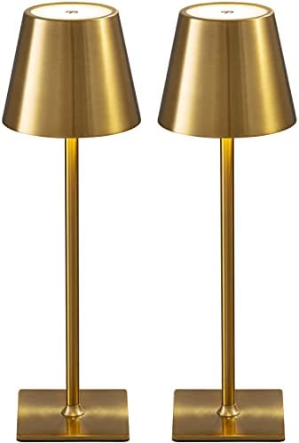 KDG 2 Pack Cordless Gold Table Lamps, Rechargeable Portable LED Desk Lamps