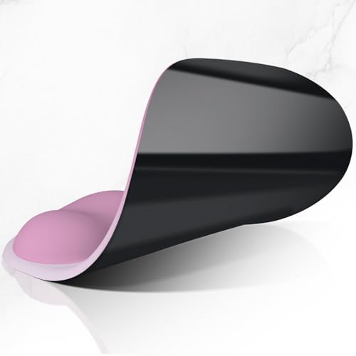 ITNRSIIET Ergonomic Mouse Pad, Cushioned Gel Wrist Rest, Non-Slip Base, Smooth Surface, Compatible with All Mice for Office & Gaming, Desk Accessory, 9.5 x 8.2 inch, Soft Pink