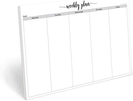 321Done Weekly Planner Notepad, Letter Size 8.5x11, 50 Sheets, Mon to Fri