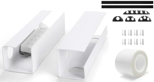 ZhiYo 2 Pack Large Capacity Cable Management Tray, Under Desk Cable Tray 31.5in(2X L15.7in), PVC Standing Desk Cord Management Ideas, Cable Organizer for Office and Home - White