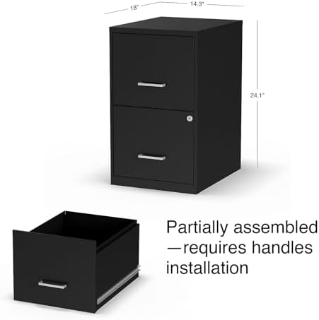 Staples Vertical File Cabinet, Letter/Legal, 2-Drawer, Locking, Black
