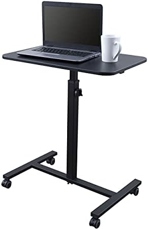 Stand Up Desk Store Height Adjustable Single Column Rolling Standing Desk Laptop Stand - Black