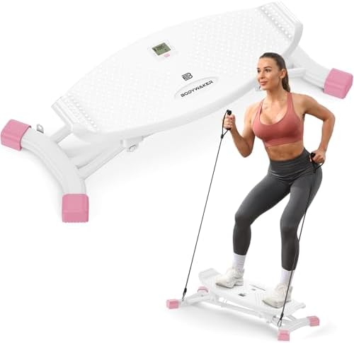 Balance Board for Full Body Workout, Wobble Board with LCD Monitor & Resistance Bands, 300 lbs Capacity Portable Rocker Board for Home Gym, Cardio, Core & Leg Training