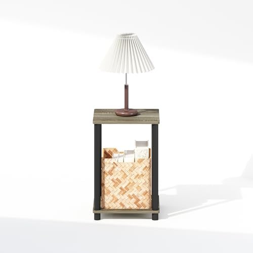 Furinno Turn-N-Tube Toolless 2-Tier Open Shelf Night Stand, French Oak