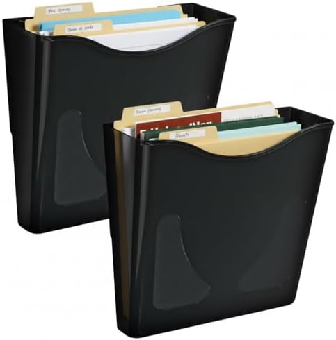 Azar Displays 250088-BLK-2PK Single Vertical Pocket Wall Mount Acrylic File Holder, Letter Size, Black (2-Pack)