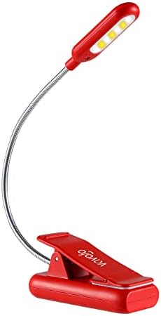VAVOFO Rechargeable Book Light for Reading in Bed Kids, 7 LED Reading Light with 9-Level Warm Cool White Daylight, Eye Care Lamp with Power Indicator for Bookworms (Red)