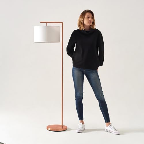 Brightech Montage Modern Floor Lamp, LED Floor Lamp for Living Rooms & Offices - Tall Standing Lamp for Bedroom Reading - Corner Pole Lamp for Contemporary Home Decor - Rose Gold