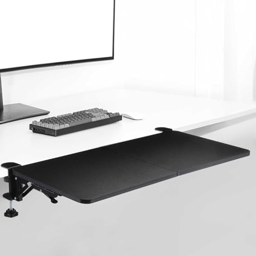 Yaocom Foldable Desk Extender 30 x 12 Inch Keyboard Tray Keyboard Extender for Desk Table Mount Arm Rest Shelf Foldable Drawer Tray for Dorm, Office, Kitchen Bar, RV Countertop, Black