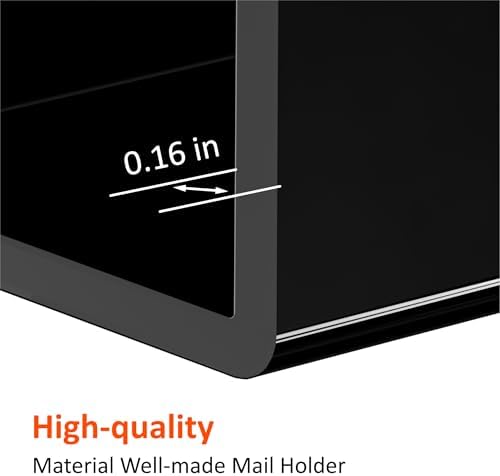 FUCDTEFC Acrylic Mail Holder, Black Acrylic File Letter Organizer, Vertical Envelope Mail Holder for Desk, Lightweight Countertop Bill Holding Sorter Letter Invoice Stand for Home Office School