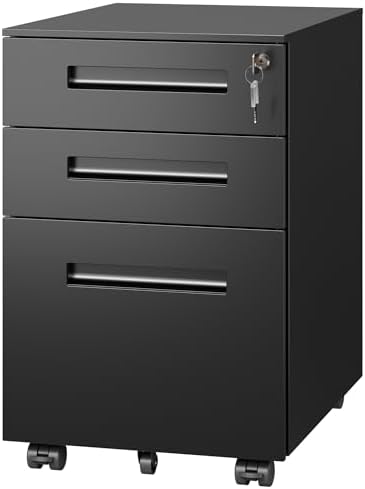 DEVAISE 3 Drawer Mobile File Cabinet, Fully Assembled Except Casters