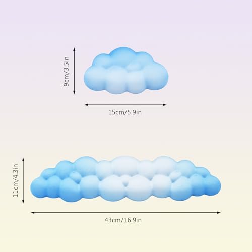 2 PCS Keyboard Cloud Wrist Rest, Memory Foam Keyboard Palm Rest with Non-Slip Base Ergonomic Keyboard Wrist for Pain Relief, Soft Wrist Rest for Office, Computer, Laptop, Gaming Office (Blue)