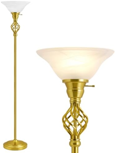 GyroVu Torchiere Floor Lamp for Living Room, LED Standing Reading Light