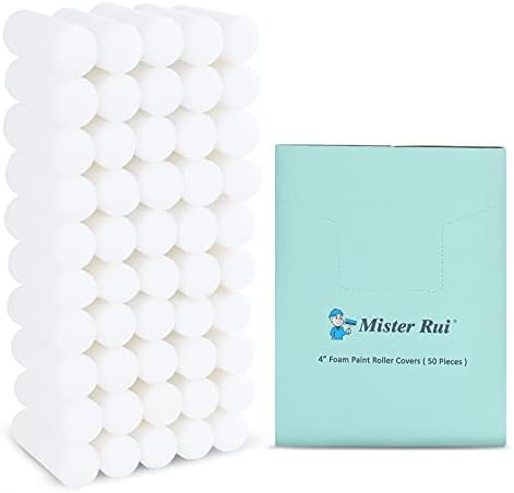 Mister Rui Foam Paint Roller, 50 Pack, 4 Inch Small Paint Roller