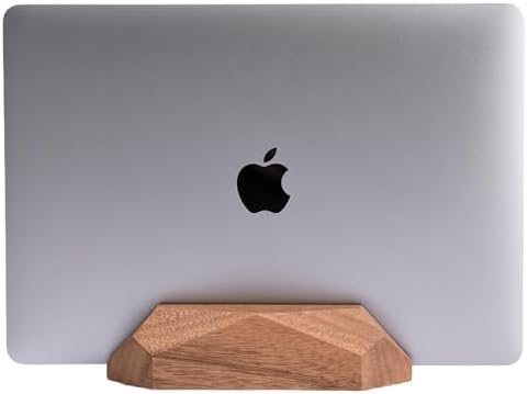 Adjustable Vertical Laptop Stand, MacBook Holder with Wood, Wooden Laptop Stand, Vertical Laptop Holder for Desk, Width Adjustable Dock Fits All MacBook/Surface Pro