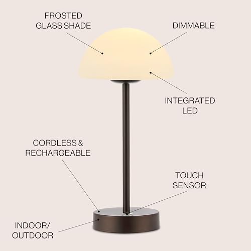 JONATHAN Y Xavier 12.5" Metal Cordless LED Table Lamp, Oil Rubbed Bronze