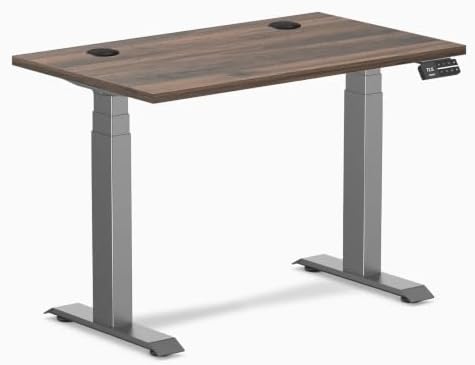 Desky Dual Mini Sit Stand Desk Jarrah Legno 40" Grommets Space Gray