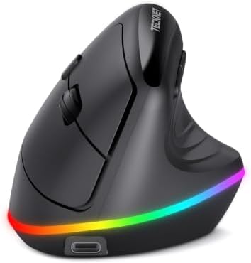 TECKNET RGB Bluetooth Ergonomic Mouse Rechargeable Wireless Multi-Device