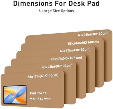 Aothia Faux Leather Desk Mat Mouse Pad, 55" x 24", Khaki