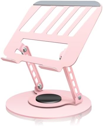 360° Rotating Adjustable Laptop Stand Perfect for Work, Painting,Office,Travel,Home,Fits MacBook & Laptops up to 13-15",Dual Rotary Shaft,Folding Design-Pink