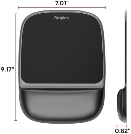 Staples TECH Mouse Pad with Gel Wrist Rest, Non-Slip, Black Crystal