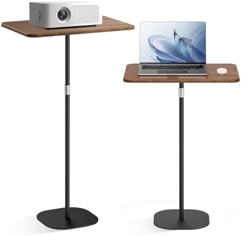 Portable Laptop Floor Stand, Bedside/Sofa Table with Height Adjustable 18''~47'', Stylish Movable Workstation Floor Standing Desk for Office, Meeting Room, Living Room Easy Assembly, Black
