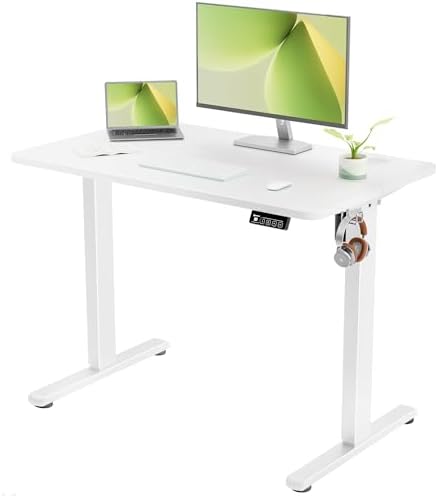 ERGOMAKER 40"x24" Standing Desk, Height Adjustable Sit-Stand Office, White