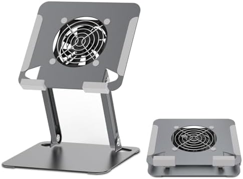 Cooling Stand for Surface Pro,Tablet Cooler Stand Holder with Quiet Fan Heavy Duty for iPad Pro Air Series,Microsoft Surface Series,Samsung Galaxy Tabs,Portable Monitor...Up to 15'' Tablets-Grey