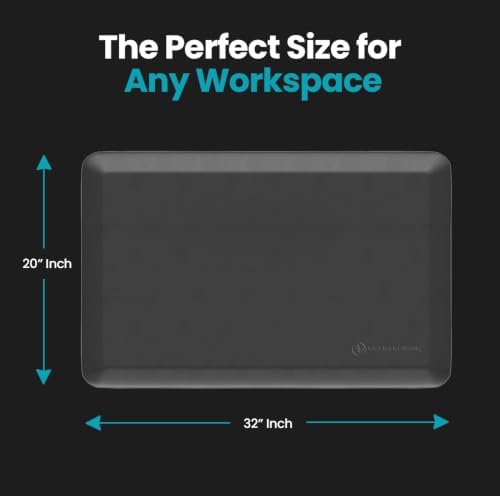 VERSADESK Anti Fatigue Mat, Standing Desk Mat for Office and Home, Non Slip Cushioned Standing Mat for Back and Joint Support, 5/8 Inch Thick, 20" x 32", Black