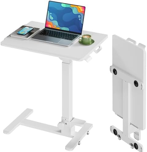 27" Foldable Mobile Standing Desk, No-Assembly Needed, White