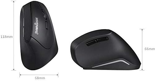 Perixx PERIMICE-715II Wireless Ergonomic Vertical Mouse - 2.4 G - 800/1200/1600 DPI - Right Handed Natural Ergonomic Vertical Design