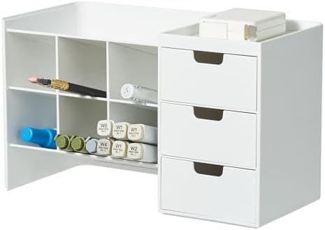 Blue Ginkgo Stackable Desk & Pen Organizer, White, Made in Korea