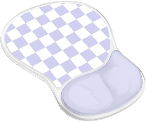 Gel Mouse Pad with Wrist Rest for Mouse Ergonomic Mouse Wrist Rest Non-Slip Silicone Checkered Mousepad with Wrist Support for Computer Desk Gaming Laptop Home Office Desk Accessories Purple Plaid