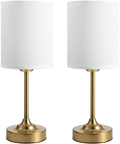 Touch Control Cordlss Table Lamp, USB-C Rechargeable Lamp with Stepless Dimming, 4000mAh Battery Operated Vintage Bedside Lamp for Bedroom, Living Room, Night Light & Emergency Lighting, Brass, 2 Pack