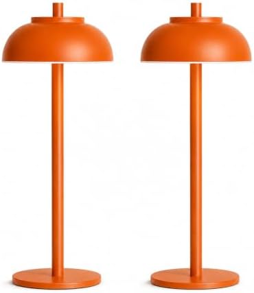 Orange Cordless Table Lamps, Rechargeable LED Touch Lamp, 2 Pack