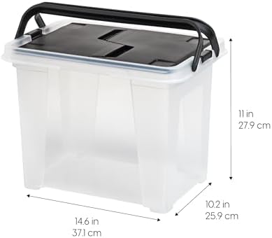 IRIS USA 4-Pack File Box Organizer with Wing Lid Letter/Legal 18 Qt, Clear