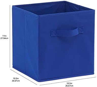 Amazon Basics Collapsible Fabric Storage Bins with Handles, Cube Organizer for Home Organization, 10.5"x10.5"x11", Navy, 6 Count (Pack of 5)