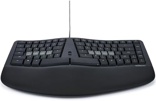 KINESIS mWave Quiet Ergonomic Keyboard for PC (Black) | Quiet Mechanical Switches | Bluetooth & USB | Programmable | Backlit | Windows Modifiers & Hotkeys