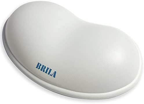 BRILA Ergonomic Silicone Mouse Wrist Rest, Cooling Silica Gel PU Leather Mouse Wrist Support Pad for Office Work and Laptop Computer Gaming (White Leather)