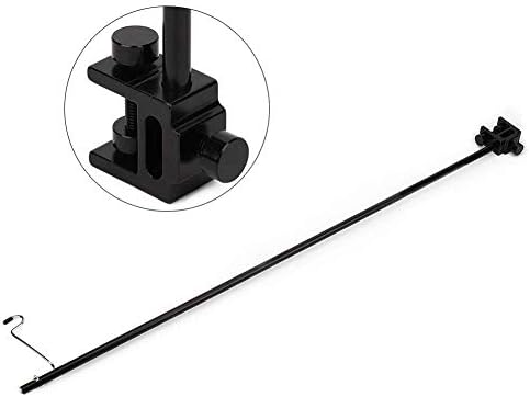 Fdit Portable Camping Light Holder, Black Aluminum Alloy Folding Light Bracket Stand Outdoor Camping Table Lamp Pole with Hook