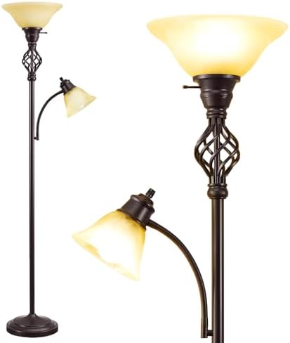 GyroVu Torchiere Floor Lamp for Living Room, LED Standing Reading Light