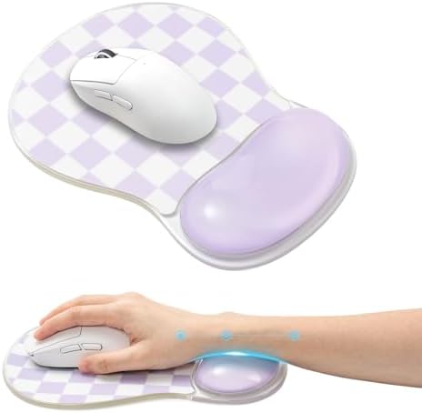 Checkered Cute Mouse Pad with Gel Wrist Rest Support - Ergonomic Mousepad