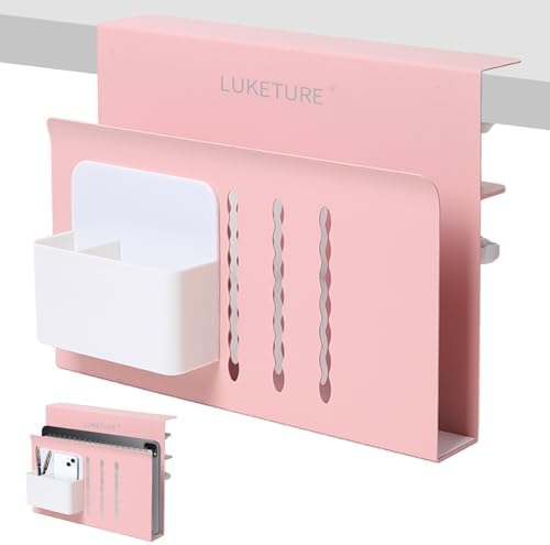 LUKETURE Desk Side Storage Laptop Holder No Drill Clamp On Organizer