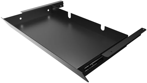 Large Under Desk Mounted Sliding Drawer with 2 Cable Hole and 60 Degree Tilt Panel to Pull Out, 22.4'' Long & 9.2'' deep Large Storage Organizer for Sit Stand Workstation